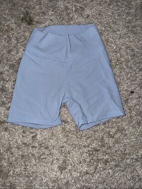 High-Rise Light Blue Women's Bike Shorts — Supportive Fit